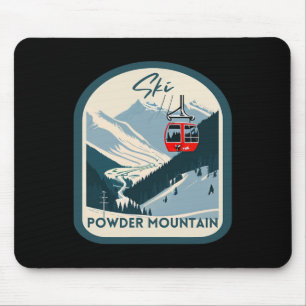 Ski Powder Mountain Retro Vintage Powder Mountain Mouse Mat