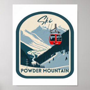 Ski Powder Mountain Retro Vintage Powder Mountain  Poster