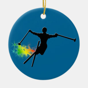 ski powder trail ceramic tree decoration