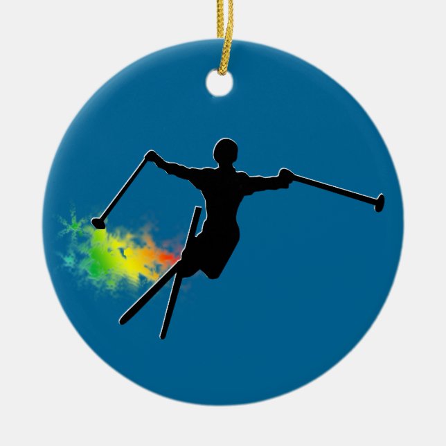 ski powder trail ceramic tree decoration (Front)