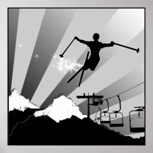 ski powder trail poster