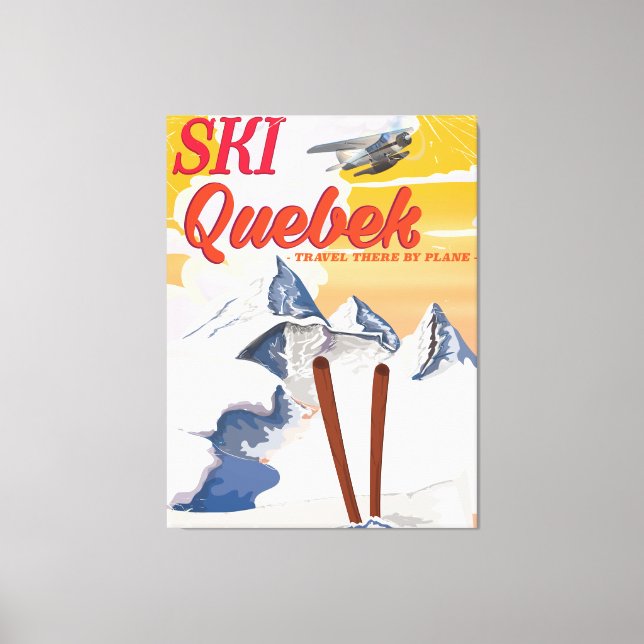 Ski Quebec vintage vacation poster. Canvas Print (Front)
