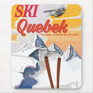 Ski Quebec vintage vacation poster. Mouse Mat