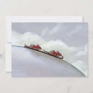 Ski racing rats fun uique art skiing rat painting