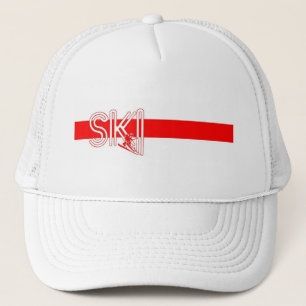 Ski Red Stripe with Snowskier Trucker Hat