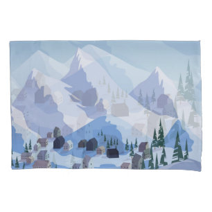 Ski Resort: Vintage Mountain Landscape Pillowcase