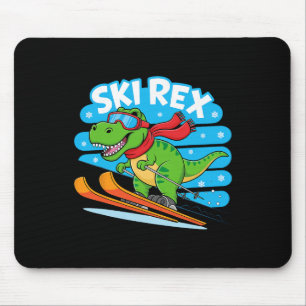 Ski Rex Funny Skiing Dinosaur Winter Sports Design Mouse Mat