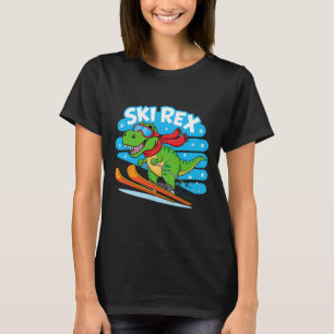 Ski Rex Funny Skiing Dinosaur Winter Sports Design T-Shirt