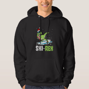 Ski Rex T Rex Dinosaur Santa Hat Ski Christmas Hoodie