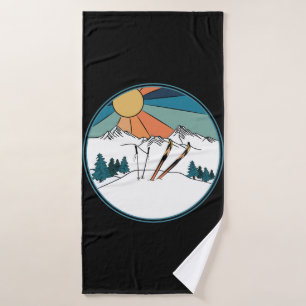 Ski Scene Powder To The People Bath Towel