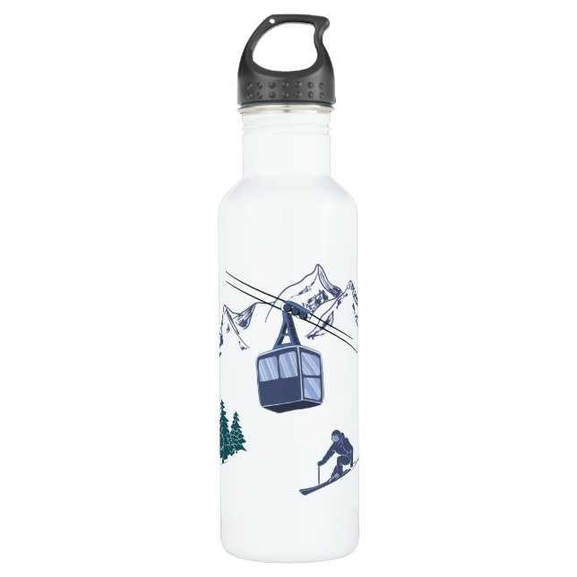 Ski Scene Winter Sports 710 Ml Water Bottle (Front)
