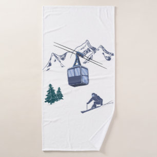 Ski Scene Winter Sports Bath Towel