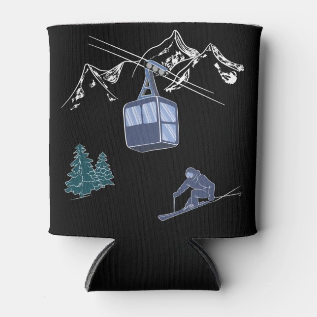 Ski Scene Winter Sports Can Cooler (Front)