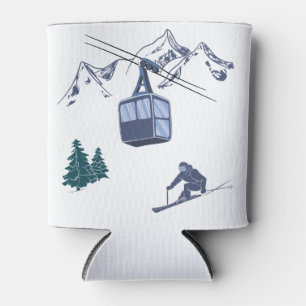 Ski Scene Winter Sports Can Cooler