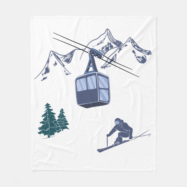 Ski Scene Winter Sports Fleece Blanket (Front)