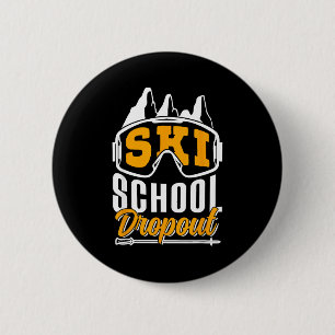Ski school breaker ski school canceller ski skier 6 cm round badge
