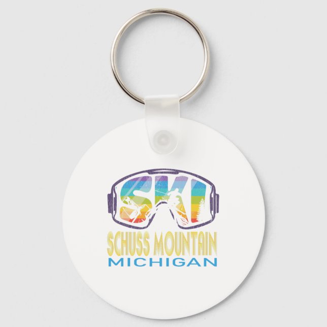 Ski Schuss Mountain Michigan Skiing Vacation  Key Ring (Front)