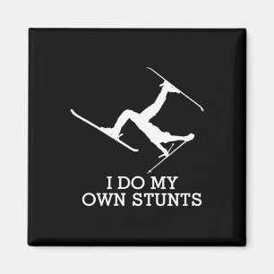 Ski Shirt - I Do My Own Stunts - Funny Skiing Tee Magnet
