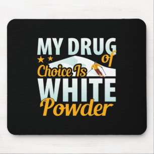 Ski Shirt White Powder Funny Snow Tees Sports Men Mouse Mat