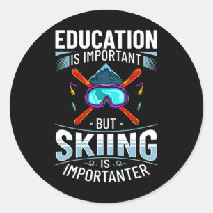 Ski Skier Funny Skiing Snow Winter Sport Classic Round Sticker