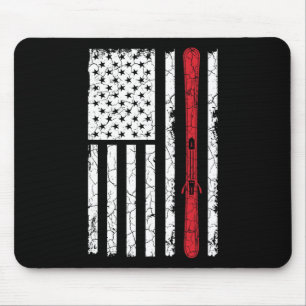 Ski Skiier American Flag Skiing Usa Gift Mouse Mat