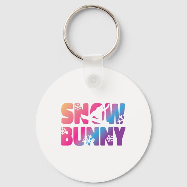 Ski Skiing Bunny Snow Bunny  Key Ring (Front)