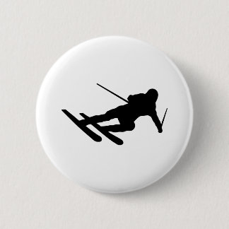ski skiing downhill skier 6 cm round badge