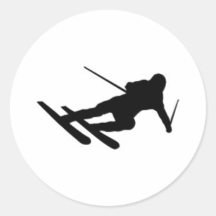 ski skiing downhill skier classic round sticker