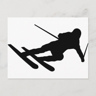 ski skiing downhill skier postcard