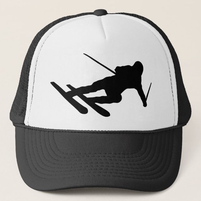 ski skiing downhill skier trucker hat (Front)