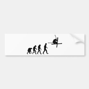 ski skiing evolution bumper sticker