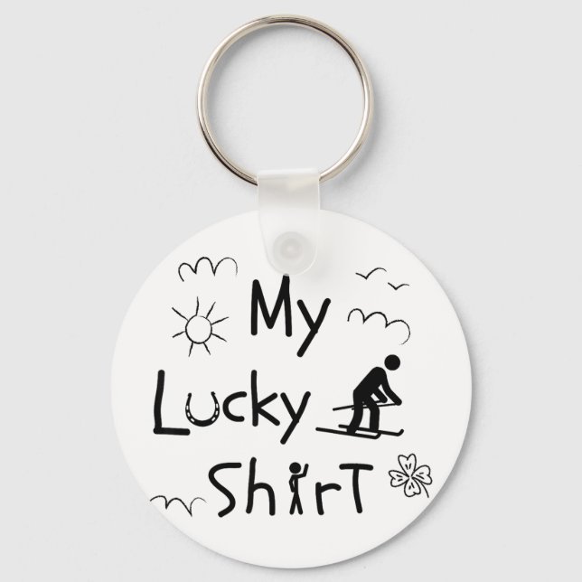Ski skiing funny downhill-skiers alpine-skiing ski key ring (Front)