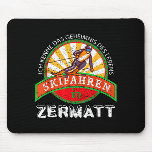 Ski skiing gift vintage for skiers from zermatt mouse mat