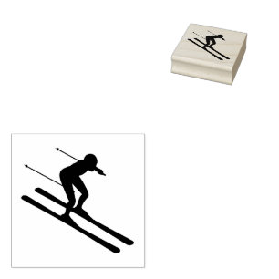 Ski Skiing Mountains Skier Winter Sports Rubber Stamp
