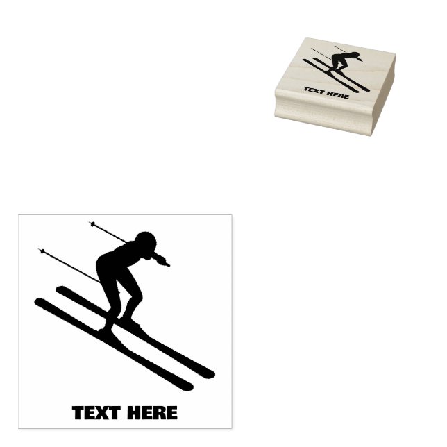  Ski Skiing Mountains Skier Winter Sports Rubber Stamp (Stamped)