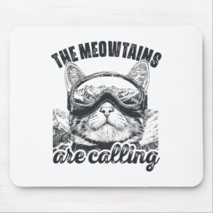 Ski Skiing Skier Cat Mountain The Meowtains Are Ca Mouse Mat