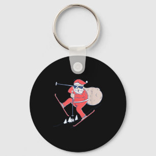 Ski Skiing Snow Santa Claus Christmas X-mas Gift  Key Ring