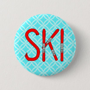 Ski Skis 6 Cm Round Badge