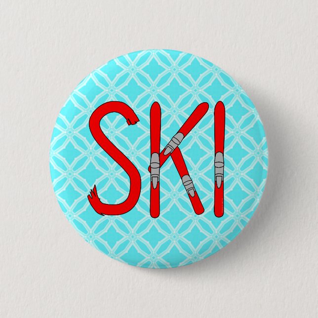 Ski Skis 6 Cm Round Badge (Front)