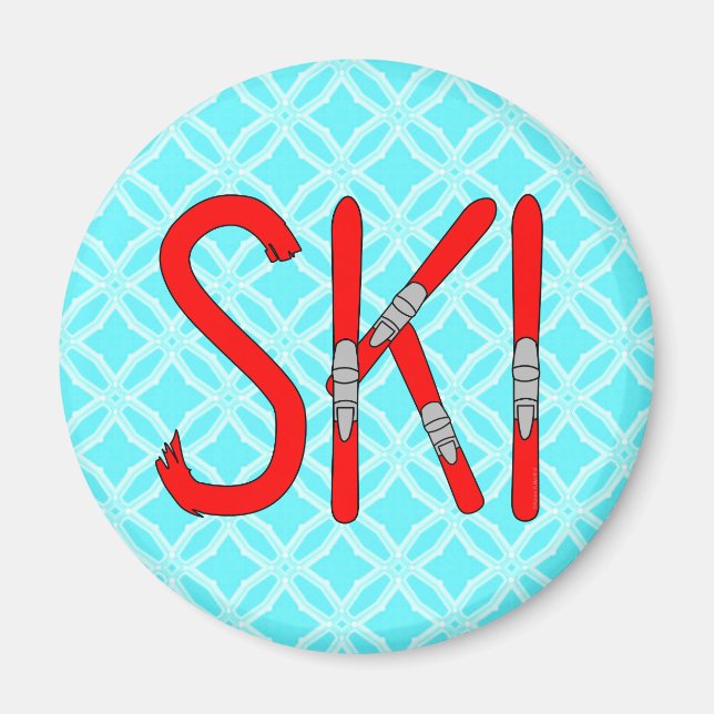 Ski Skis Magnet (Front)