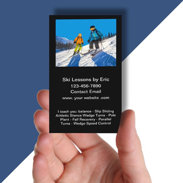 Ski Slope Lessons Instructor Business Card (Creator Uploaded)