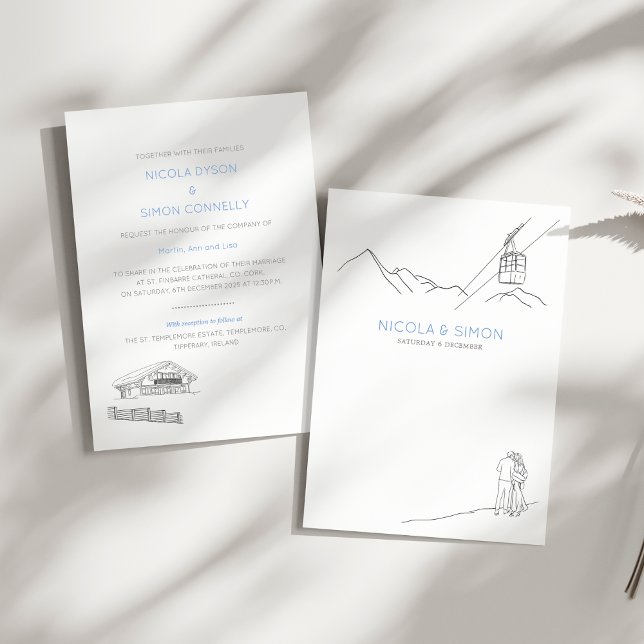 Ski Slopes Couple In Love Snowy Mountain Peaks Invitation (Creator Uploaded)
