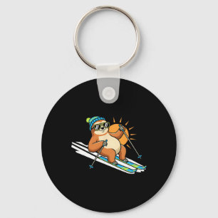Ski Sloth With Sungles And Beanie Sunny Slope Key Ring