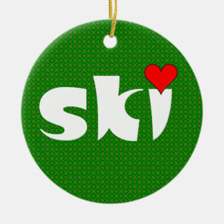 Ski Small Heart Ceramic Tree Decoration