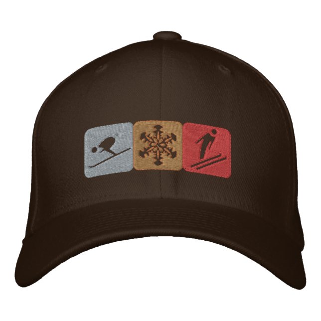 Ski snow lovers gear for skiing fanatics embroidered hat (Front)