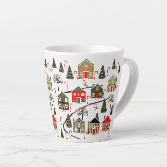 Ski Snow Skiing Holiday Gift Latte Mug (Right Angle)