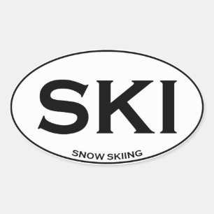 SKI - Snow Skiing Oval Sticker