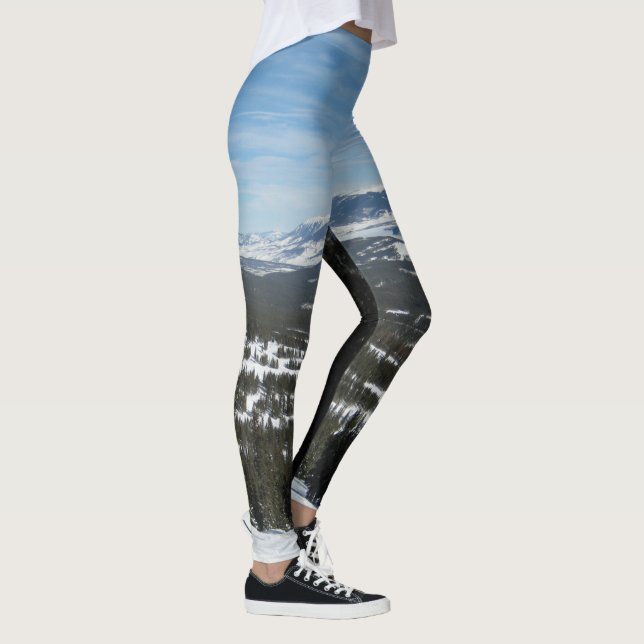 Ski Snow Winter Mountain Blue Sky Leggings (Right)