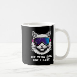 Ski snowboard cat funny the meowtains are calling coffee mug
