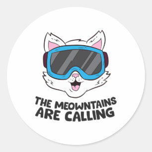 Ski Snowboard Goggle For Skiing Cat Snowboarding F Classic Round Sticker